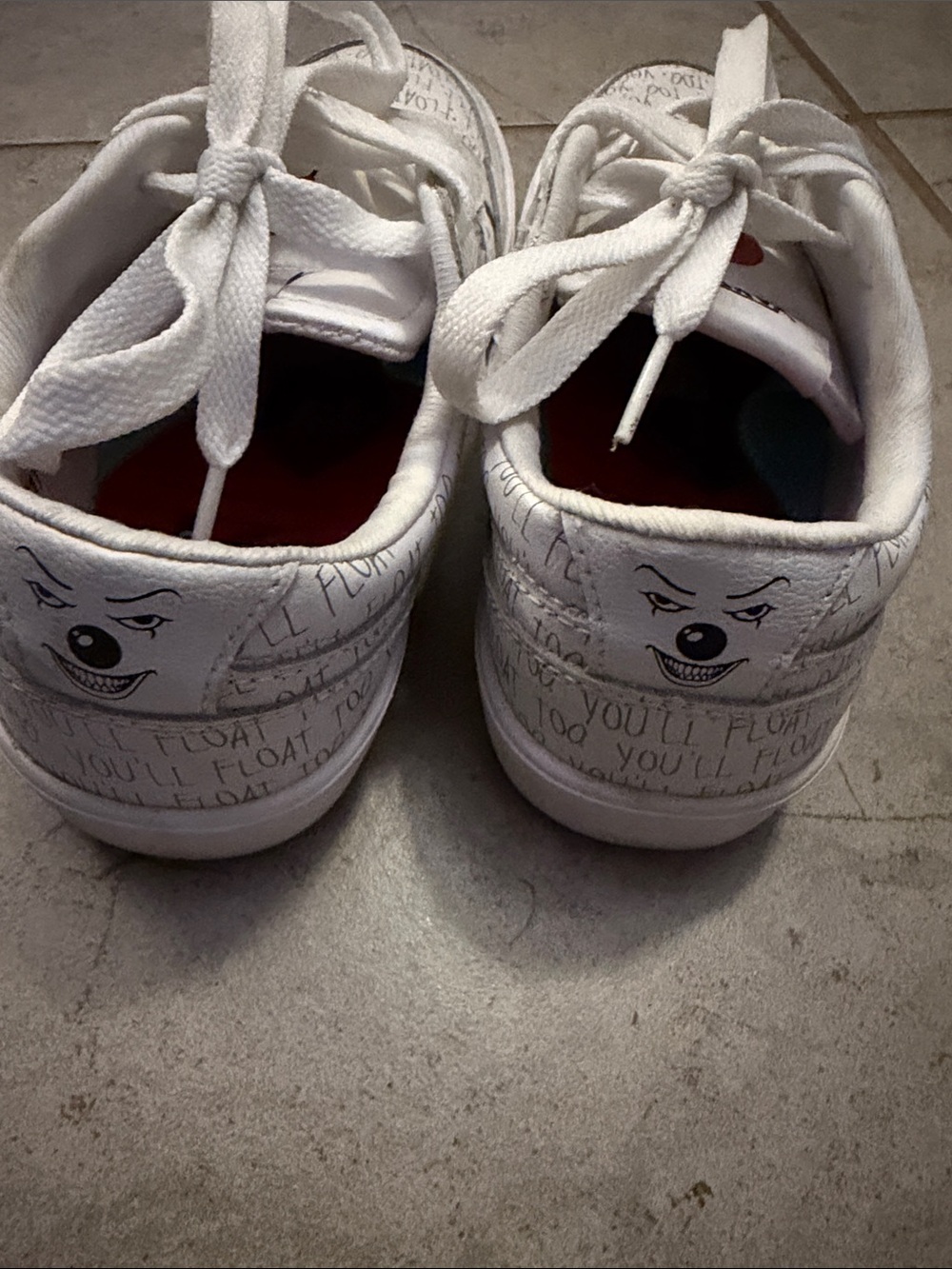 Vans White Low-Top Sneakers with Handwritten Script and Red Insole - Picture 9 of 10